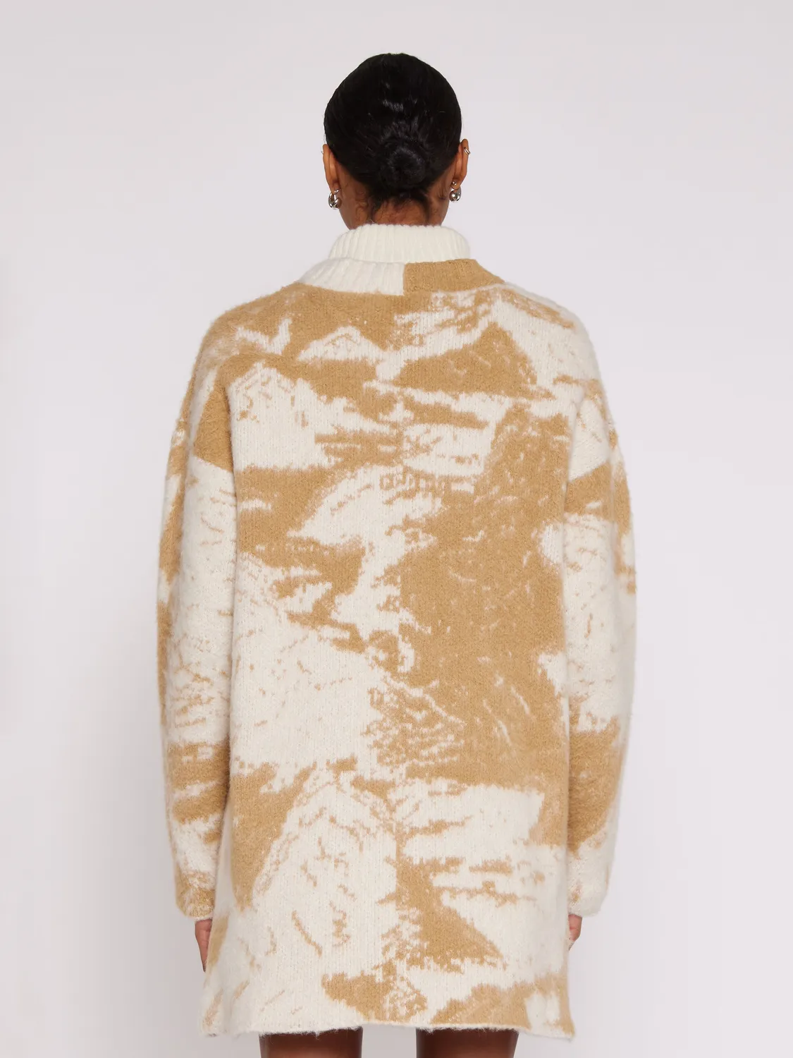 Laneus Boxy Jacquard cardigan camel/cream bomuld