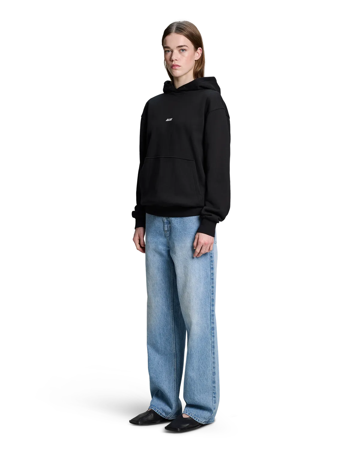 Alis Aori Logo hættetrøje solid black bomuld