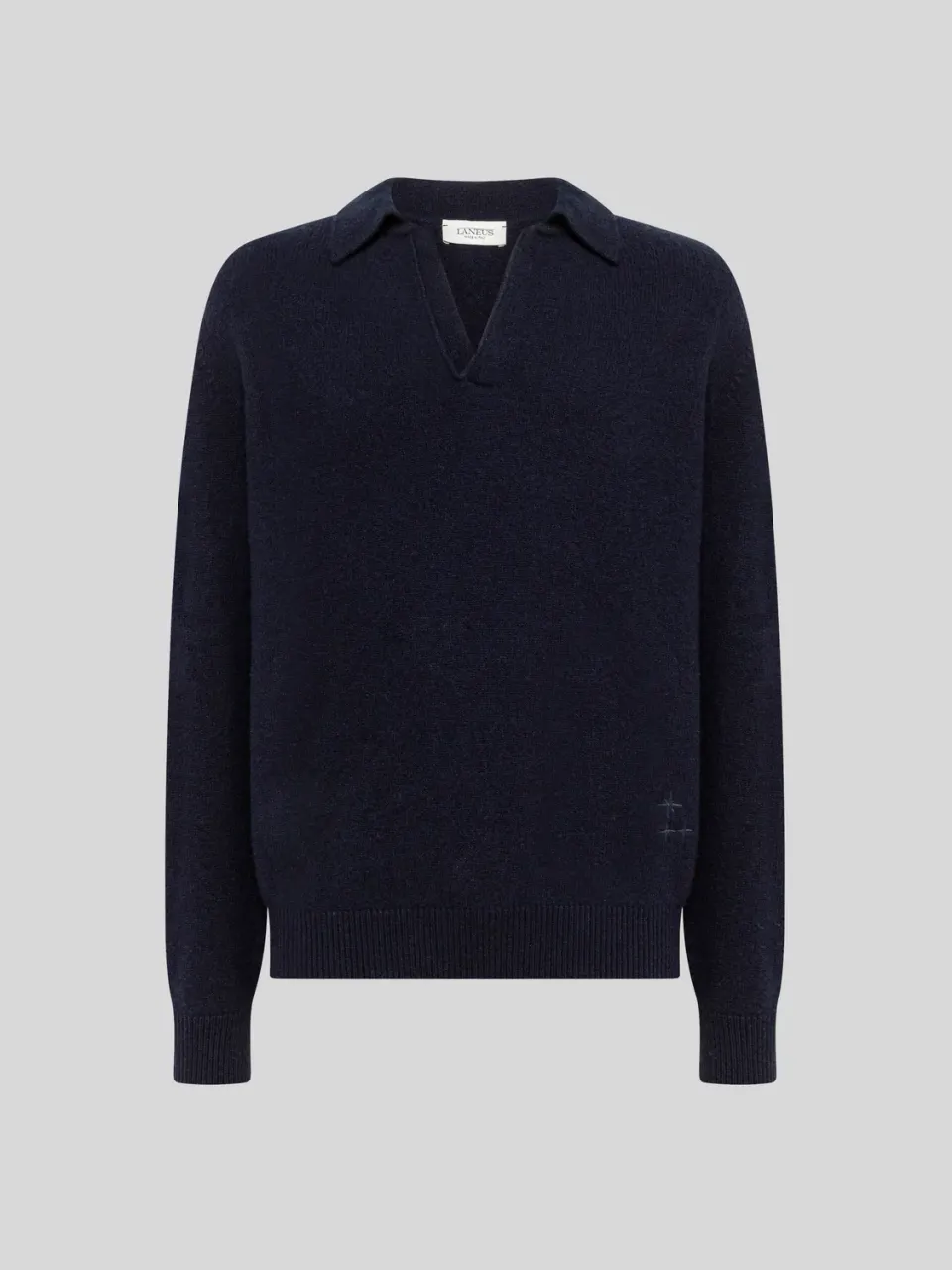 Laneus polo shirt uld cashmere navyblå