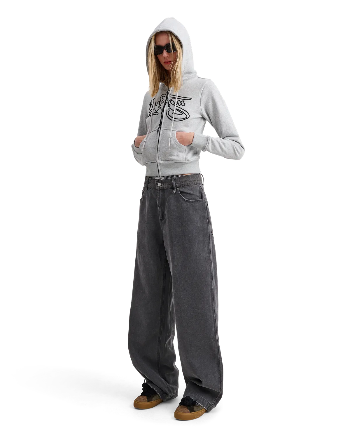 Alis Bam vide jeans washed grey bomuld