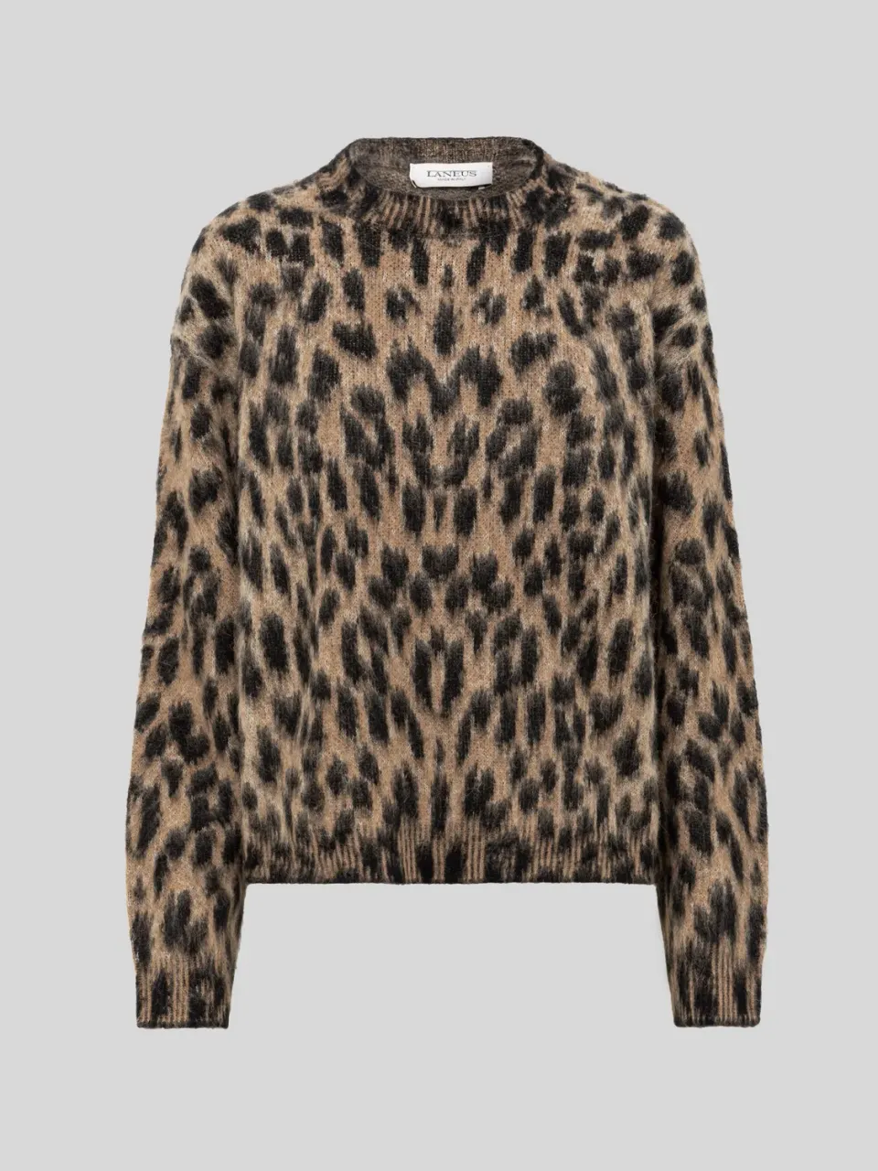 Laneus crop top strik natural – plettet crew neck