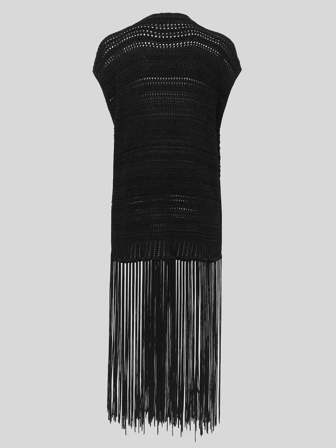 Laneus cardigan sort maxi frynser