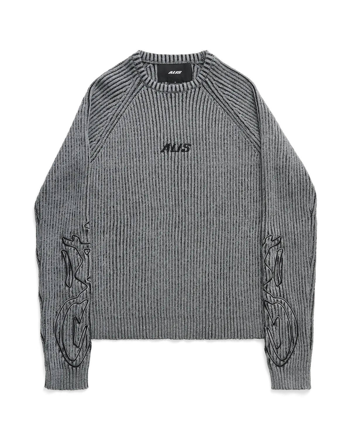 Alis Aria striktrøje grå sort broderi