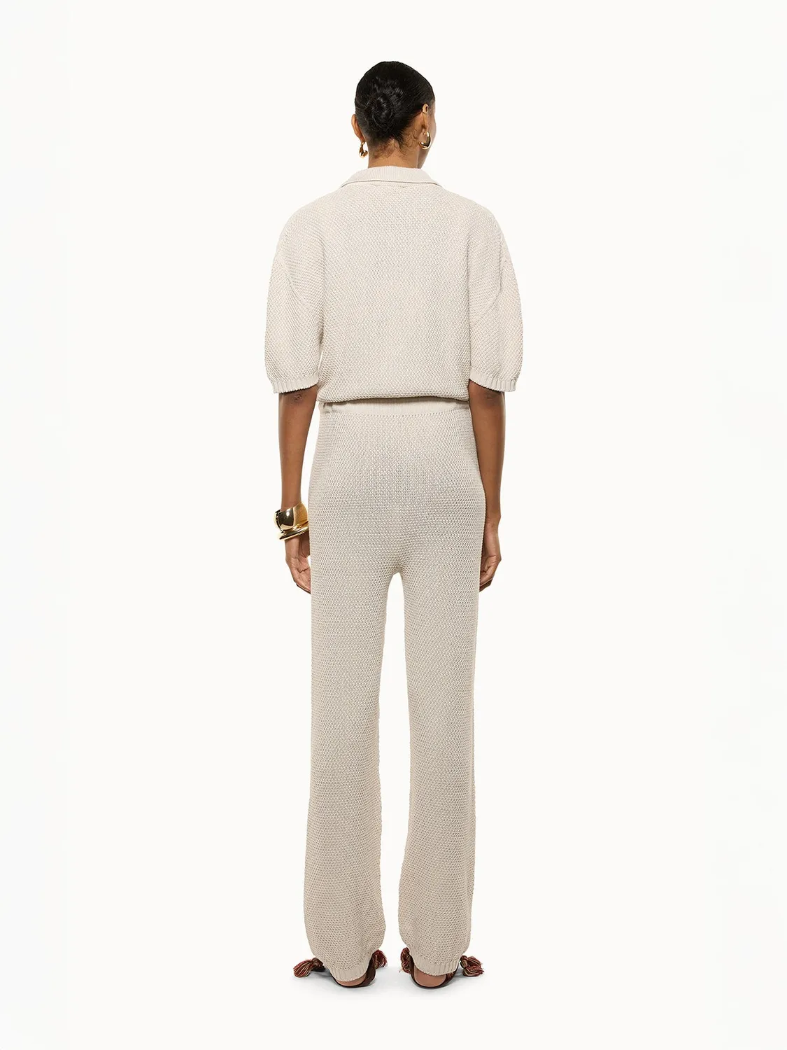 Laneus Knit jumpsuit creme bomuld bindebælte