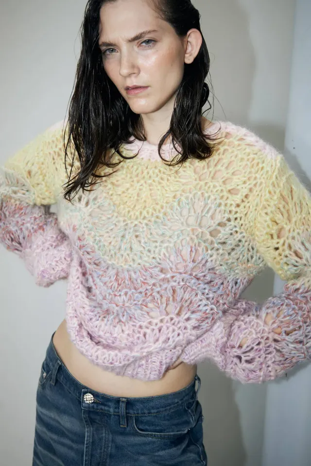 DAWNXDARE Ella striktrøje pastel shade hulmønstret