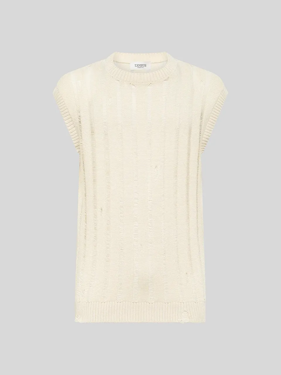Laneus Destroyed Sleeveless Shirt ærmeløs top beige bomuld