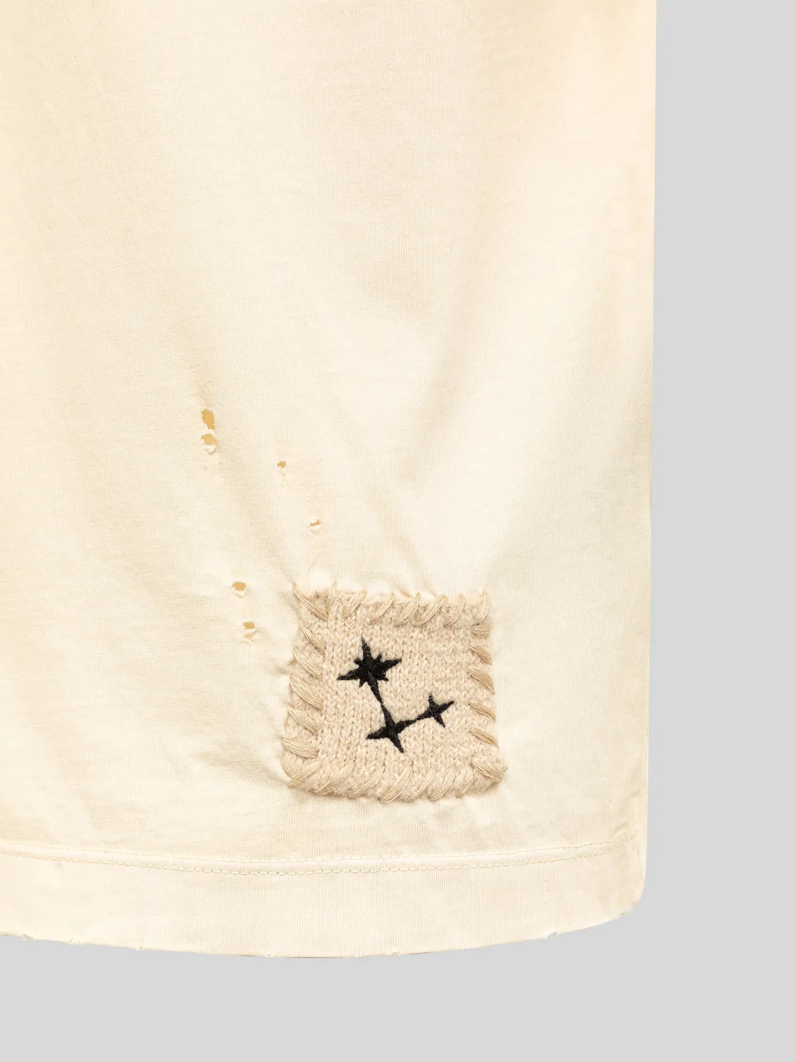 Laneus Boxy Fit t-shirt cream destroyed