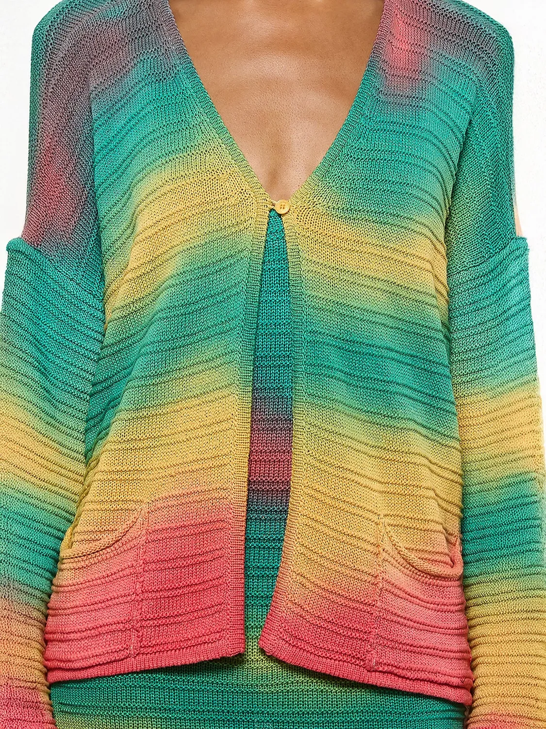 Laneus Rainbow Knit Cardigan cardigan multicolour bomuld