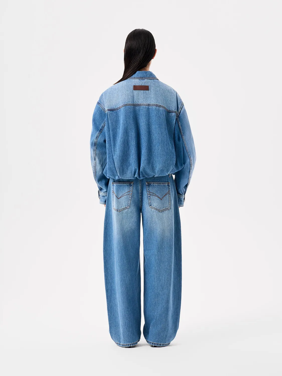 Feng Chen Wang Deconstructed denimjakke blå