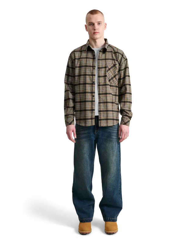 Alis Syril oversized skjorte sand/blå ternet