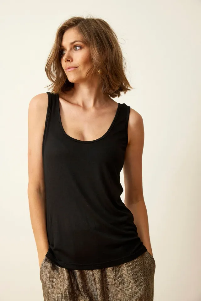 IN FRONT Slip tank top viskose jersey med brede stropper