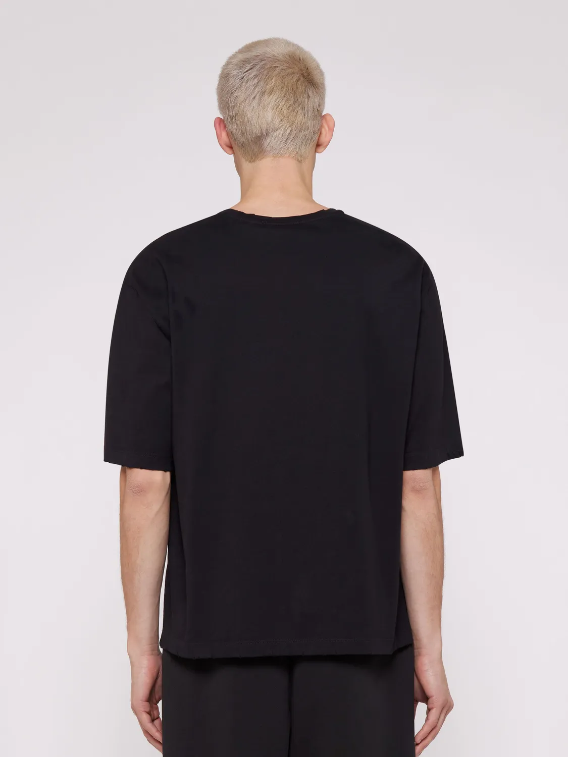 Laneus Destroyed Boxy T-shirt sort bomuld XS