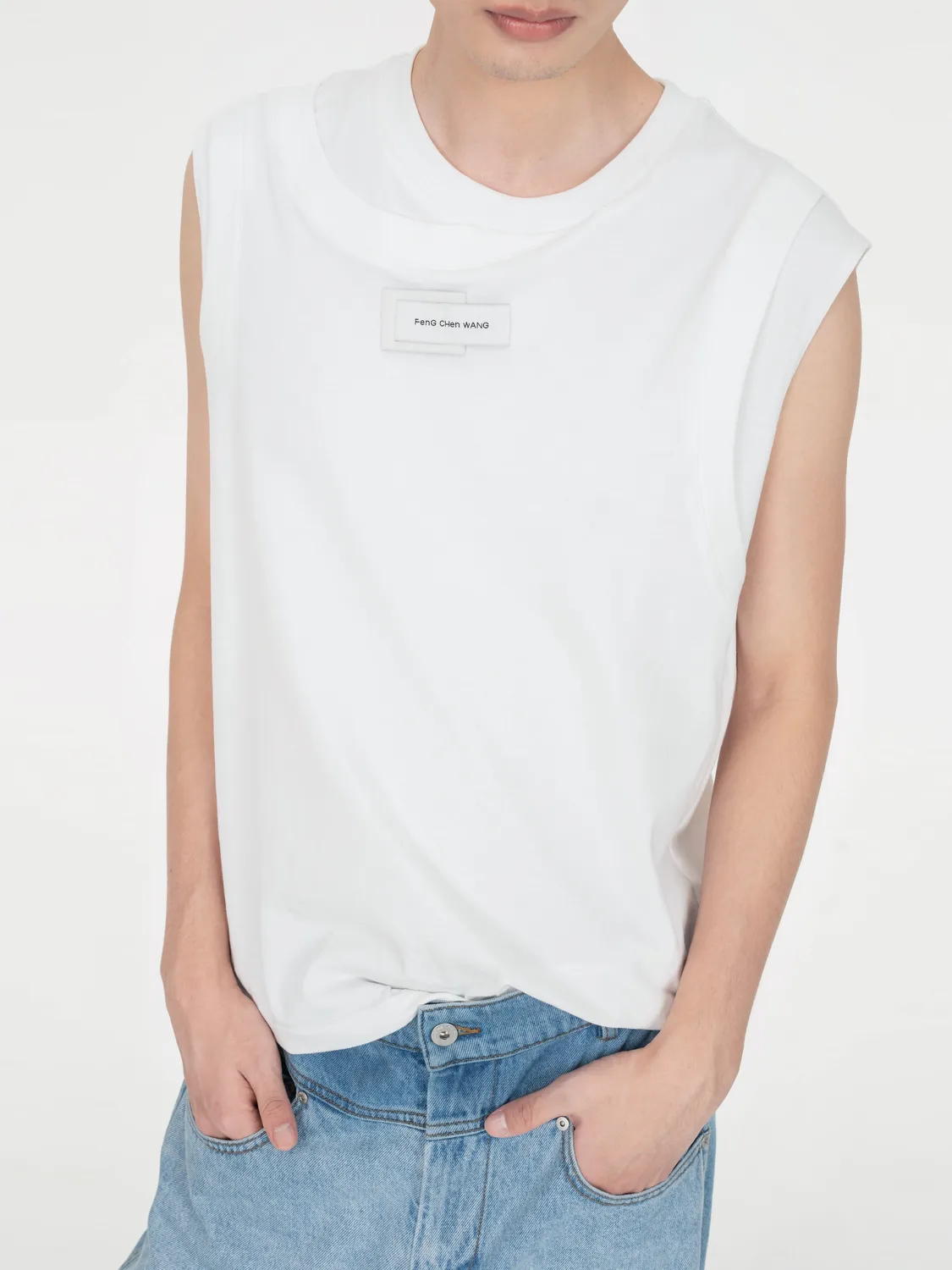 Feng Chen Wang 2 in 1 White Loose-Fit Tank Top hvid bomuld