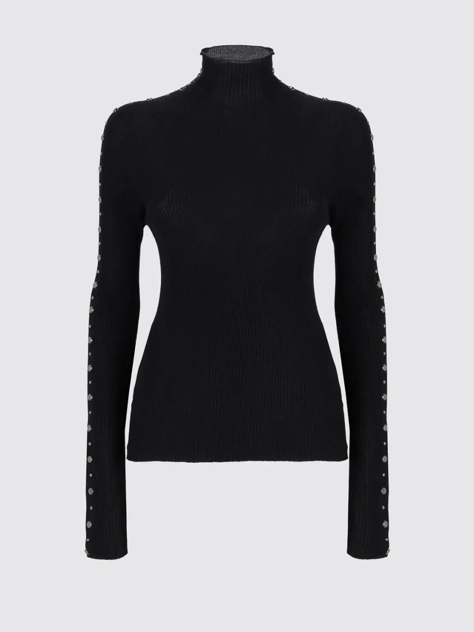 Laneus Extrafine Wool rullekrave sort rib tætsiddende