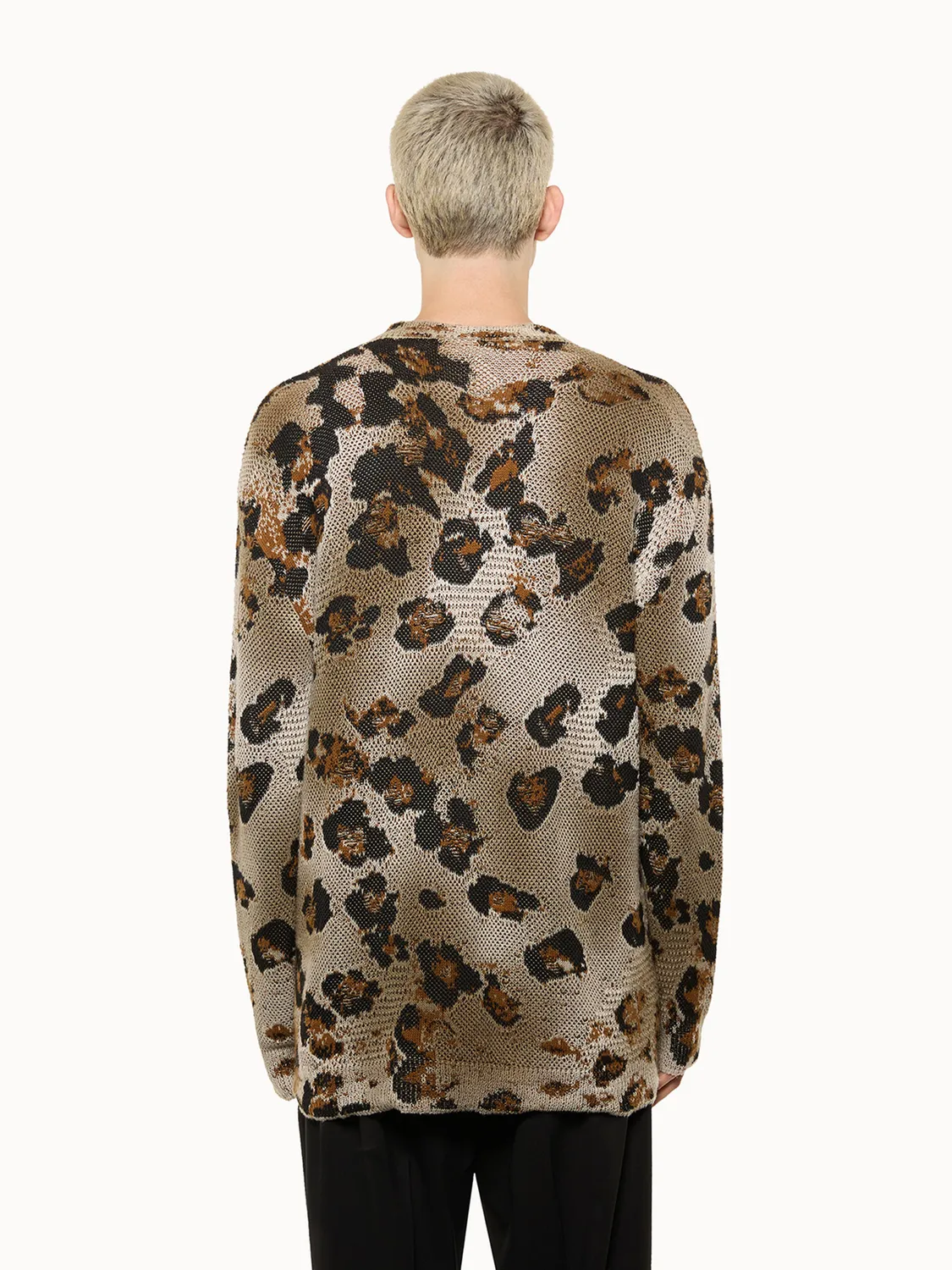 Laneus Oversized Animal Print Jumper leopard bomuld