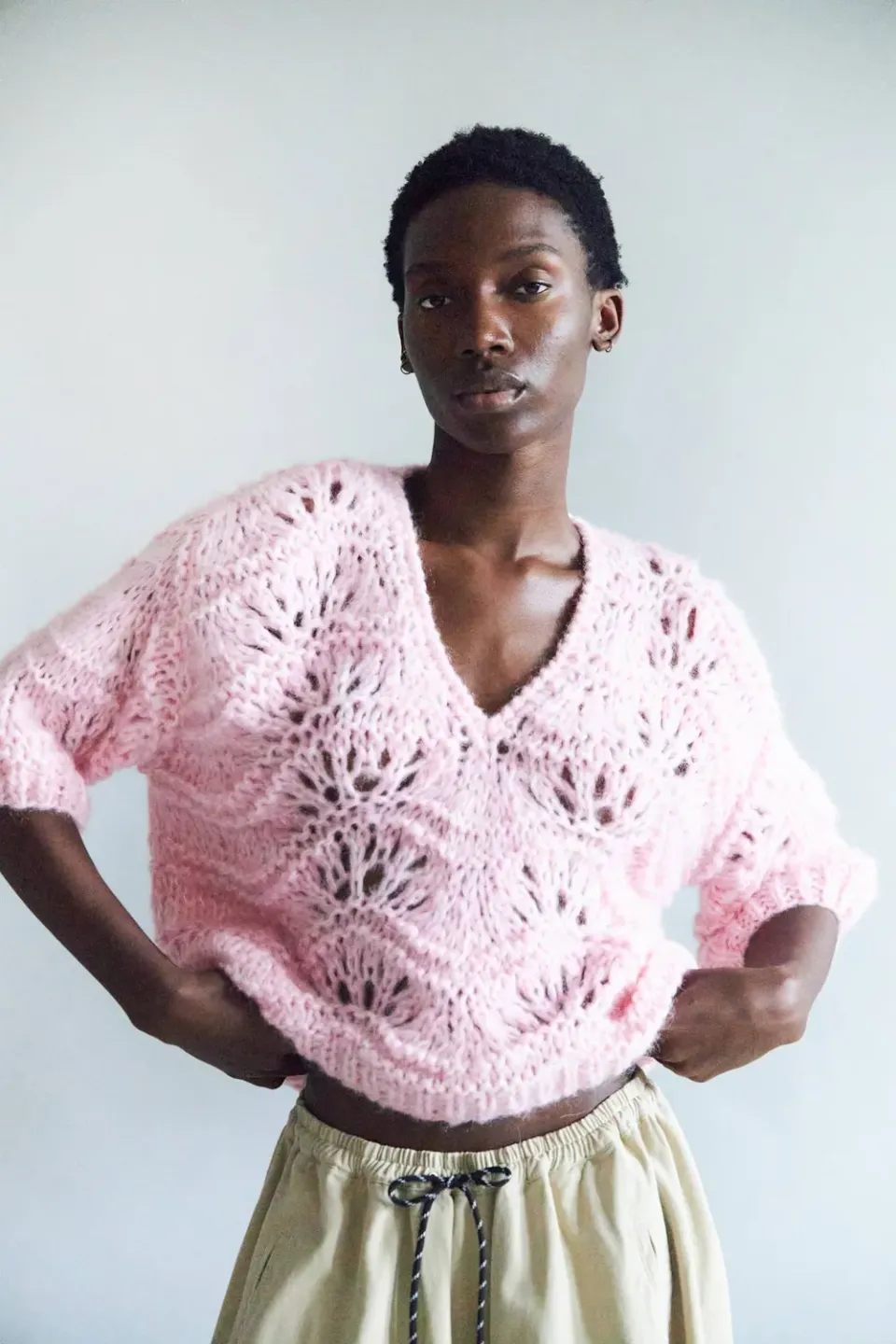 DAWNXDARE Elsa strikbluse 219 Super Pink mohair