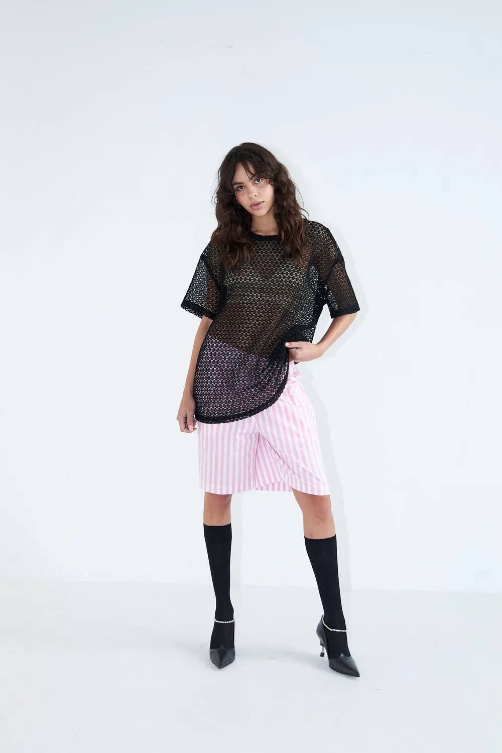 DAWNXDARE FIERCE 199 top black mesh oversized