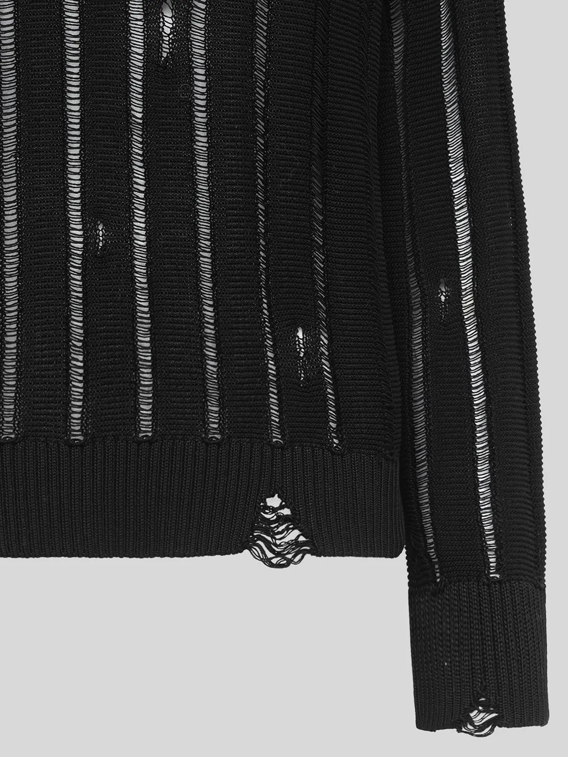 Laneus Destroyed Crew Neck striktrøje sort økologisk bomuld