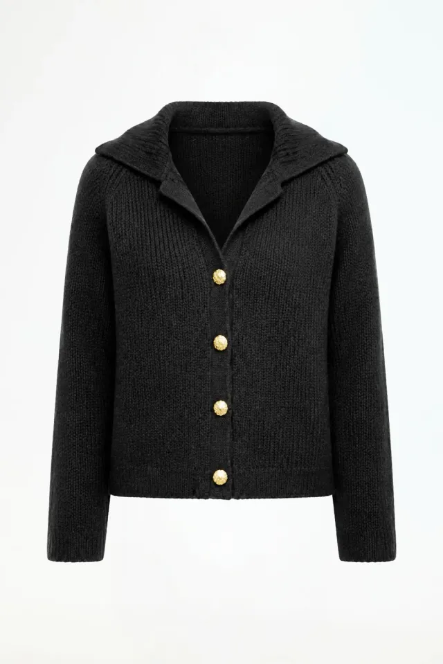 IN FRONT Brenda strikcardigan guldknapper