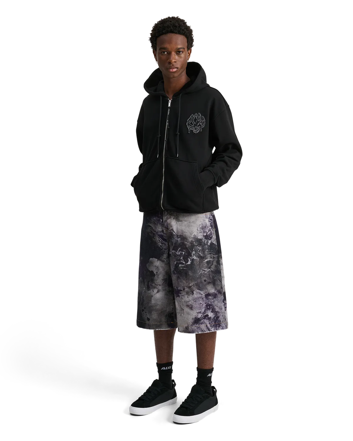 Alis Aaron hoodie faded black XS-XL lynlås