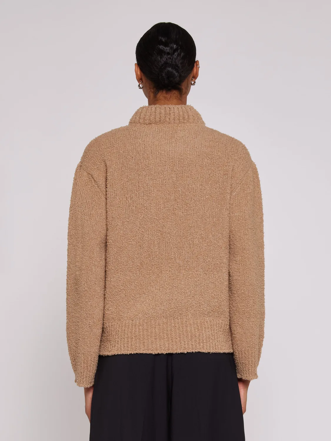 Laneus crew neck strik camel uld boxy