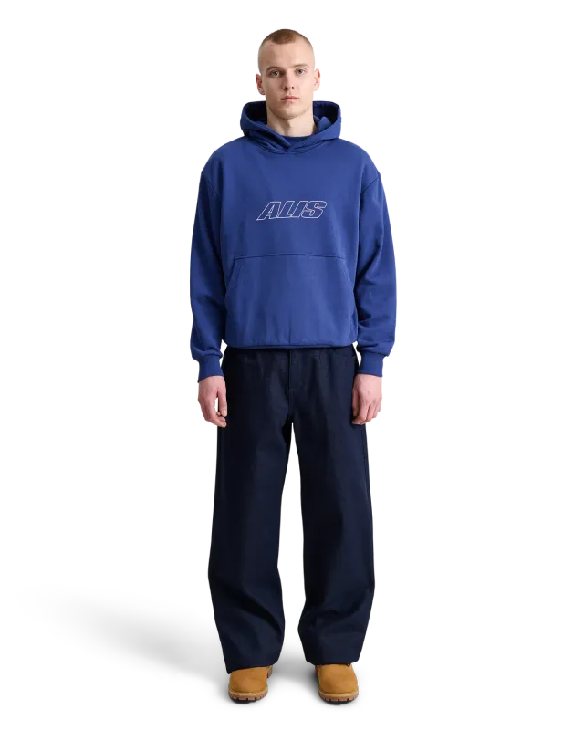 Alis Aori Hoodie W/ Chest Logo Outline hoodie blå oversized