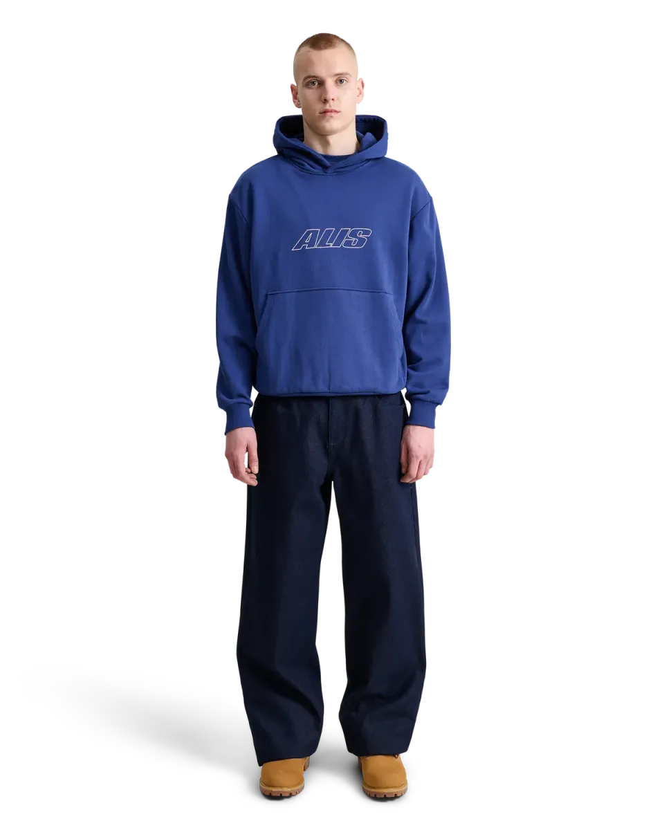 Alis Aori Hoodie W/ Chest Logo Outline hoodie blå oversized