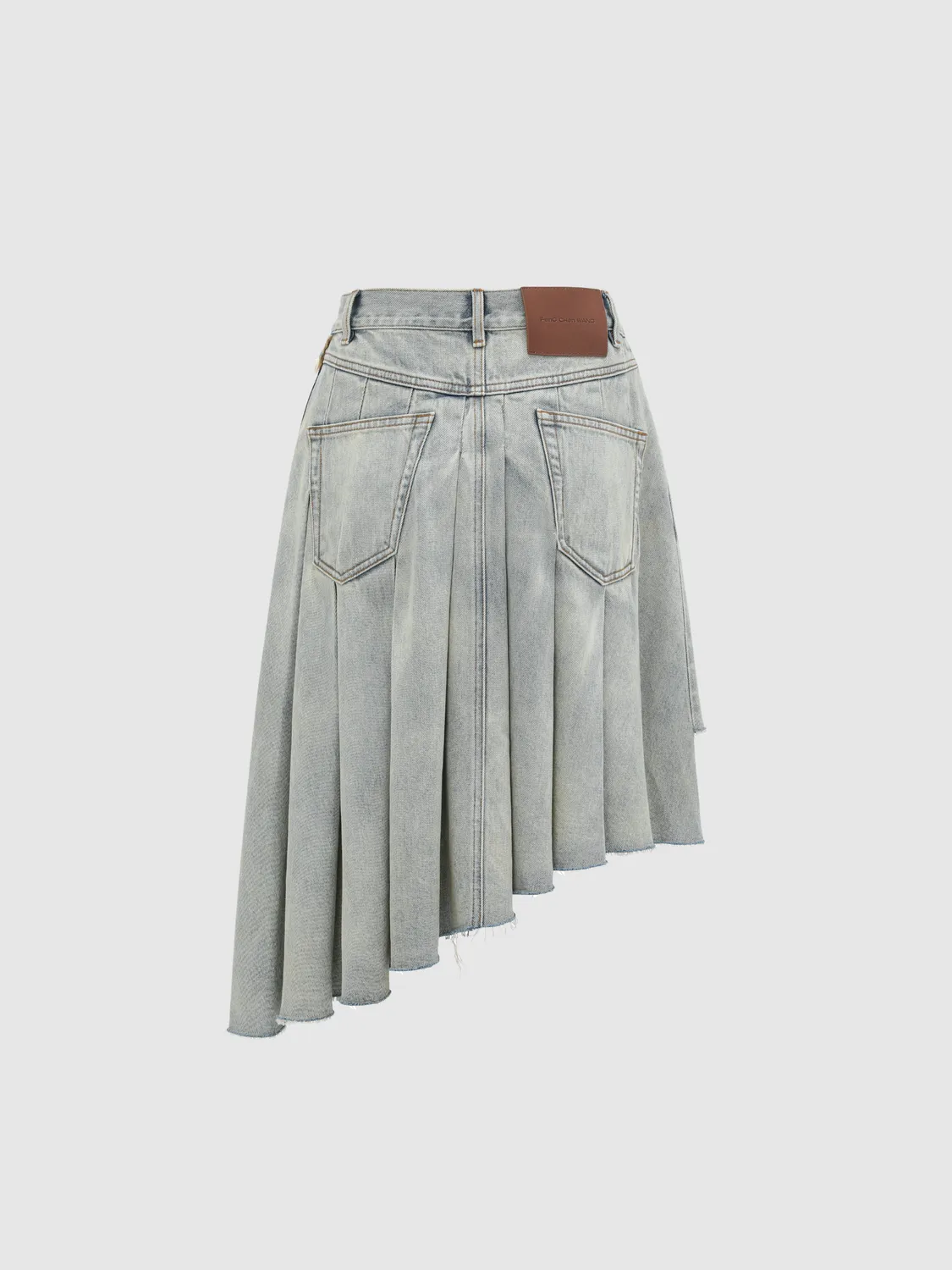Feng Chen Wang Denim Plaid slåskørt dekonstrueret